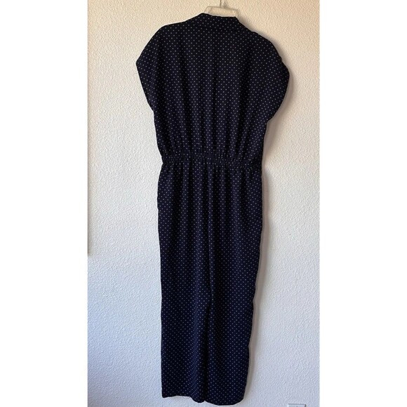 J Crew Pindot Lapel Pants Jumpsuit Women's Size 8 Navy Blue Romper - Picture 5 of 11